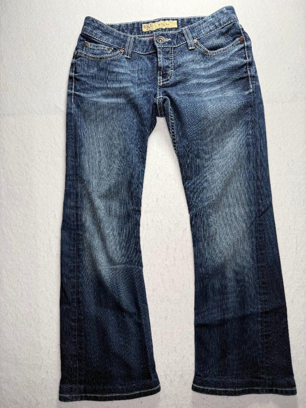 BKE Jeans Stella Bootcut Stretch Low Rise 26 Thick Stitch Western Fits 26x27